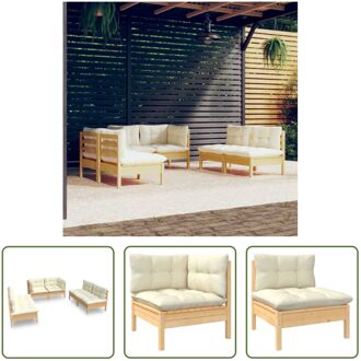 Loungeset Grenenhout - 63.5x63.5x62.5 cm - Crème kussen