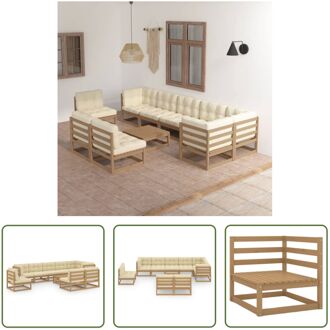 Loungeset Grenenhout - 6x middenbank - 3x hoekbank - 1x tafel - Honingbruin - 70x70x67 cm