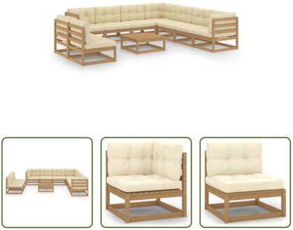 Loungeset Grenenhout - 70x70x67 cm - Honingbruin/Crème