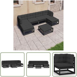 Loungeset Grenenhout - 70x70x67 cm - zwart/antraciet