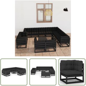 Loungeset Grenenhout - 70x70x67 cm - Zwart - Antraciet