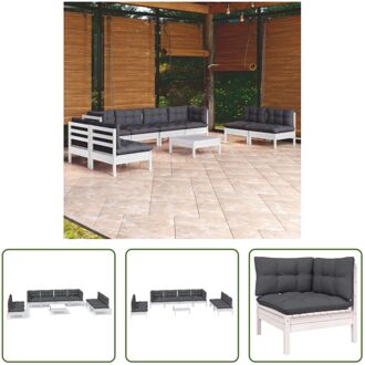 Loungeset Grenenhout Antraciet 63.5x63.5x62.5 - Modulair Wit