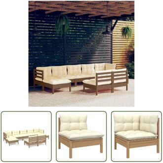 Loungeset Grenenhout - Gigantisch - Hoekbank 63.5x63.5x62.5cm - Voetenbank/Tafel 63.5x63.5x28.5cm - Bruin