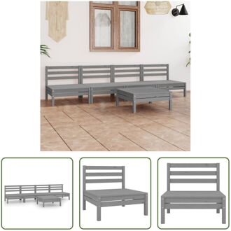 Loungeset - Grenenhout - Grijs - 4 middenbanken - 1 tafel - 63.5x63.5x62.5 cm - Montage vereist