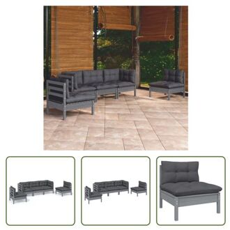 Loungeset - Grenenhout - Grijs - 63.5 x 63.5 x 62.5 cm (B x D x H)