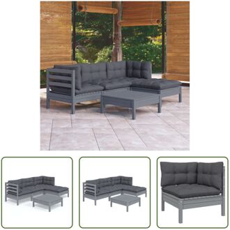 Loungeset - Grenenhout - Grijs - 63.5x63.5x62.5 cm - Inclusief kussens A