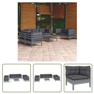 Loungeset Grenenhout - Grijs - 63.5x63.5x62.5 cm - Inclusief Kussens