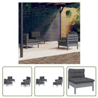 Loungeset Grenenhout - Grijs - 63.5x63.5x62.5 cm - Met kussens