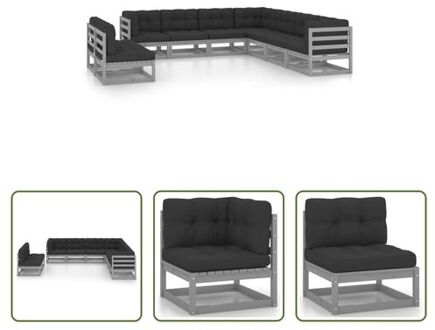 Loungeset - Grenenhout - Grijs - 70 x 70 x 67 cm - 100% polyester