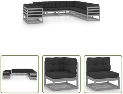 Loungeset Grenenhout - Grijs - 70x70x67 cm (BxDxH) - Inclusief kussens