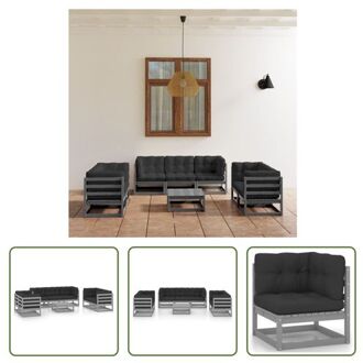 Loungeset Grenenhout - Grijs - 70x70x67 cm - incl - kussens