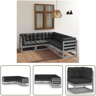 Loungeset - Grenenhout - Grijs - 70x70x67 cm - Inclusief kussens