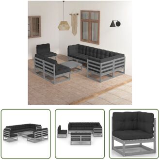 Loungeset Grenenhout - Grijs - 70x70x67 cm - Inclusief kussens