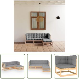 Loungeset - Grenenhout - Grijs - 70x70x67 cm - inclusief kussens