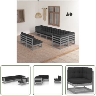 Loungeset Grenenhout - Grijs - 70x70x67 cm - Inclusief kussens