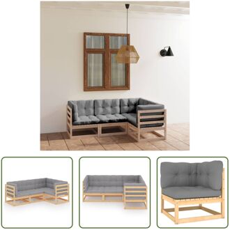 Loungeset Grenenhout - Grijs - 70x70x67 cm - Modulair