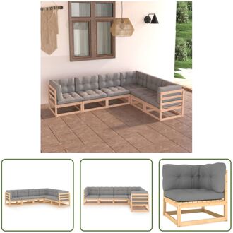 Loungeset - Grenenhout - Grijs - 70x70x67 cm - Montage vereist