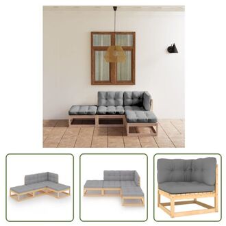 Loungeset Grenenhout - Grijs - 70x70x67cm - 100% Polyester