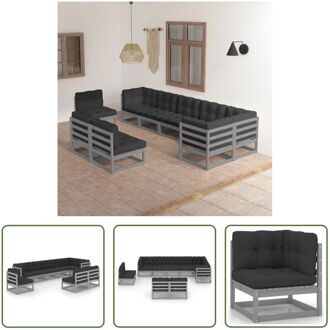 loungeset Grenenhout - Grijs - 70x70x67cm - inclusief kussens