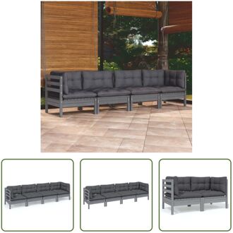 Loungeset Grenenhout - Grijs - Hoekbank 63.5 x 63.5 x 62.5 cm - Middenbank 63.5 x 63.5 x 62.5 cm