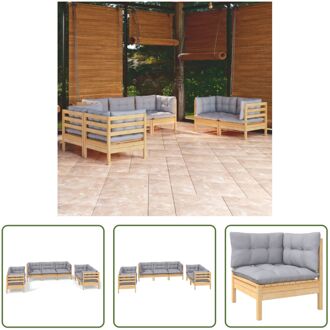 Loungeset Grenenhout Grijs - Hoekbank 63.5x63.5x62.5 - Middenbank 63.5x63.5x62.5