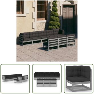 Loungeset - Grenenhout - Grijs - Massief - 70 x 70 x 67 cm