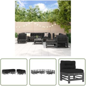 Loungeset - Grenenhout - Grijs - Modulair - 57.5 x 63.5 x 60 cm - Comfortabele kussens