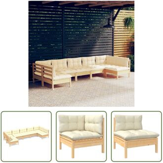 Loungeset Grenenhout - Hoekbank 63.5x63.5x62.5 cm - Middenbank 63.5x63.5x62.5 cm - 2 hoekbanken - 5 Crème