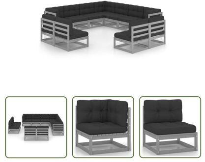 Loungeset Grenenhout - Hoekbank 70x70x67 - Antraciet Grijs