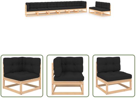 Loungeset Grenenhout - Hoekbank 70x70x67 cm - Middenbank 70x70x67 cm - Antraciet Grijs