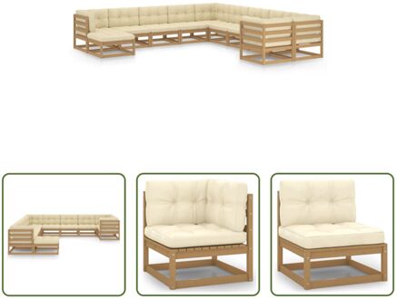 Loungeset Grenenhout - Hoekbank 70x70x67 cm - Middenbank 70x70x67 cm - Voetenbank 70x70x30 cm - Bruin