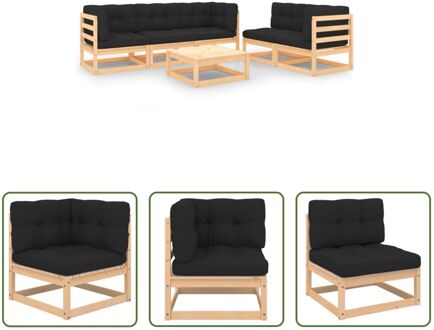 Loungeset Grenenhout - Hoekbank 70x70x67 cm - Middenbank 70x70x67 cm - Voetenbank 70x70x30 cm - Grijs