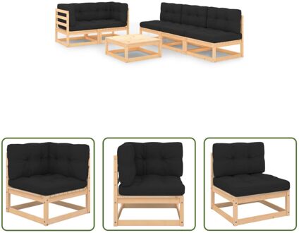 Loungeset Grenenhout - Hoekbank 70x70x67 cm - Middenbank 70x70x67 cm - Voetenbank 70x70x30 cm Grijs