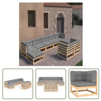 Loungeset Grenenhout - Hoekbank 70x70x67 - Grijs