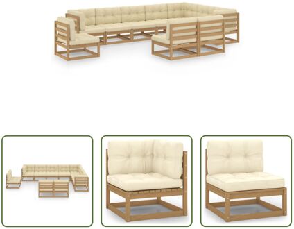 Loungeset Grenenhout - Hoekbank 70x70x67cm - Crème - Montage vereist Bruin