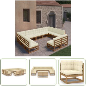 Loungeset - Grenenhout - Hoekbank 70x70x67cm - Middenbank 70x70x67cm - Hoogte 67cm Bruin