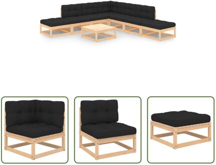 Loungeset Grenenhout - Hoekbank 70x70x67cm - Middenbank 70x70x67cm - Voetenbank 70x70x30cm Grijs