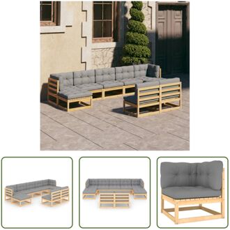 Loungeset Grenenhout - Hoekbank 70x70x67cm - Middenbank 70x70x67cm - Voetenbank 70x70x30cm Grijs