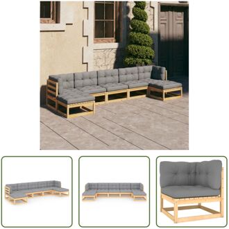 Loungeset Grenenhout - Hoekbank 70x70x67cm - Middenbank 70x70x67cm - Voetenbank 70x70x30cm Grijs