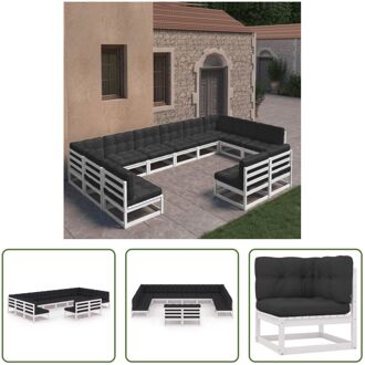 Loungeset Grenenhout - Hoekbank 70x70x67cm - Wit - Antraciet