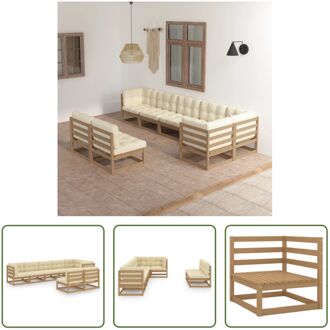 Loungeset Grenenhout - Honingbruin - 70 x 70 x 67 cm - Inclusief kussens