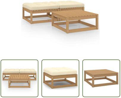 Loungeset Grenenhout - Honingbruin - 70x70x30 cm - Inclusief kussens