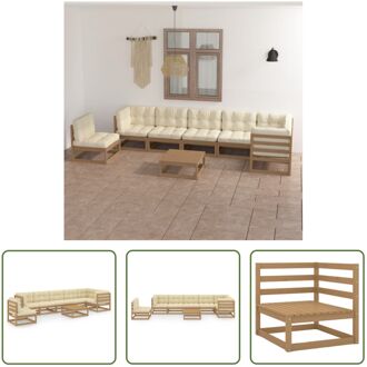 Loungeset Grenenhout - Honingbruin - 70x70x67cm - Inclusief kussens