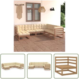 loungeset - Grenenhout - Honingbruin - 70x70x67cm - Inclusief kussens