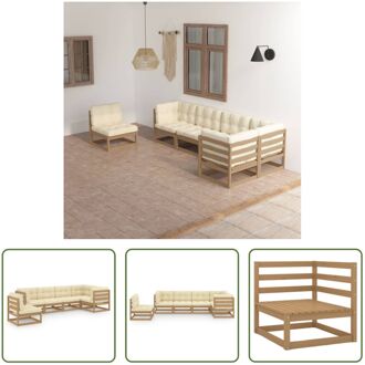 Loungeset - Grenenhout - Honingbruin - 9 kussens - Modulair - 70x70x67cm