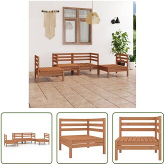 Loungeset - Grenenhout - Honingbruin - Middenbank- 63.5x63.5x62.5cm - Hoekbank- 63.5x63.5x62.5cm