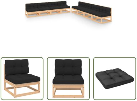 Loungeset - Grenenhout - Massief - Antraciet - 70x70x67cm Grijs