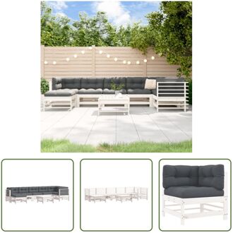 Loungeset Grenenhout - Middenbank (57.5x63.5x60 cm) - Hoekbank (63.5x63.5x60 cm) - Wit