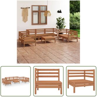 Loungeset Grenenhout - Middenbank- 63.5 x 63.5 x 62.5 cm - Hoekbank- 63.5 x 63.5 x 62.5 cm - Tafel- Bruin