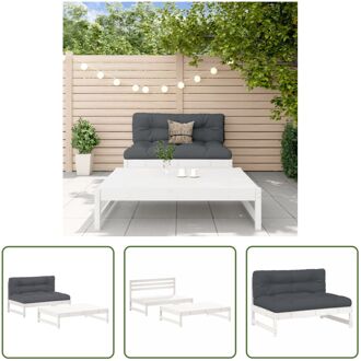 Loungeset - Grenenhout - Modulair - Wit - 120 x 84 x 70 cm/L x B x H